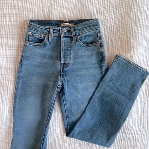 High rise, wedgie, straight leg jeans from Levi’s style 501 C
